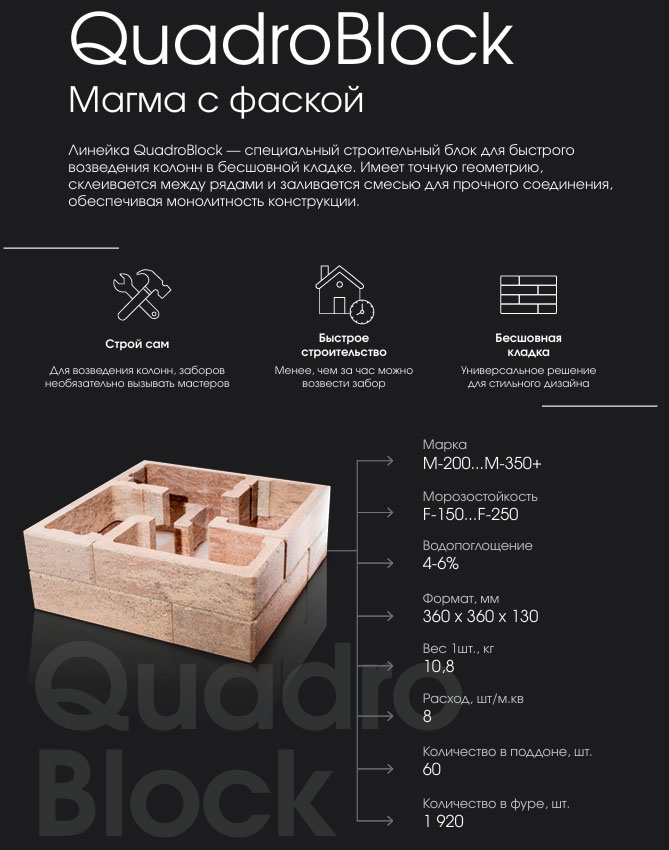 Квадроблоки для заборов и колонн ФэшнБрик, заборные блоки завод производитель заборных блоков для заборов и столбов в горячем ключе
